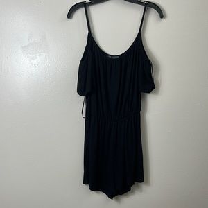 One Clothing Women's Black Off the Shoulder Short Romper Size L